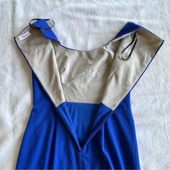 Calvin Klein Dress Royal Blue Ruched Waist Cap Sleeve Dress Size 4 - Picture 8 of 8